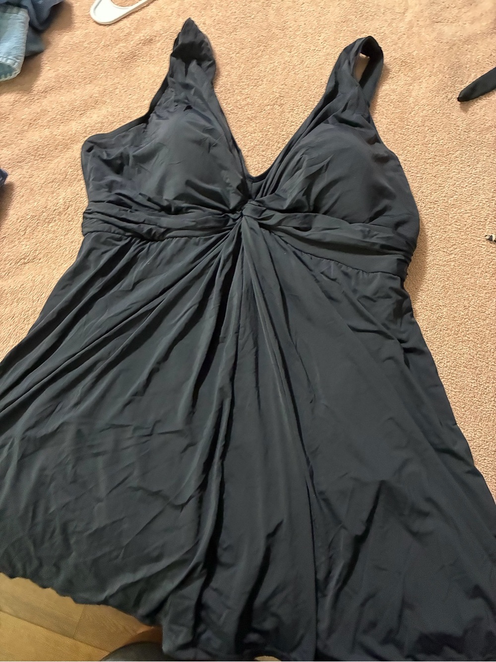 Swimsuits For All Black V-Neck Twist-Front Swimdress